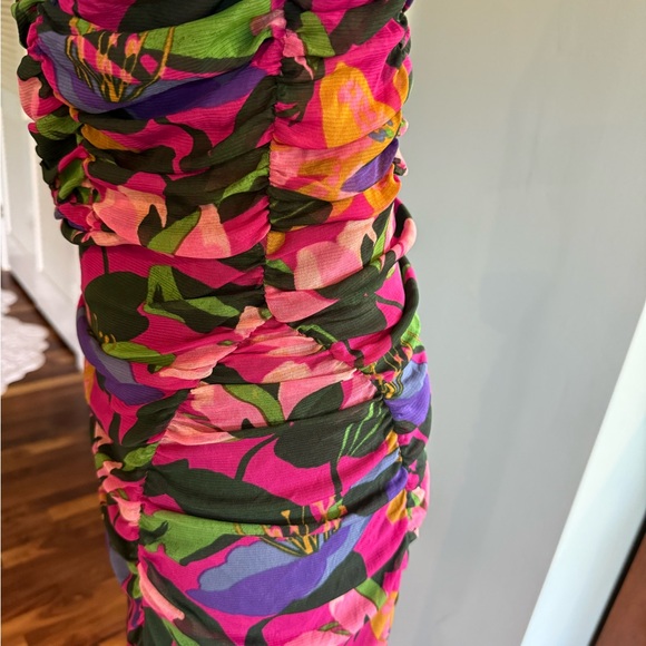 Diane von Furstenberg Dacey Oasis Mesh Ruched Dress with sweetheart neckline - Picture 5 of 7